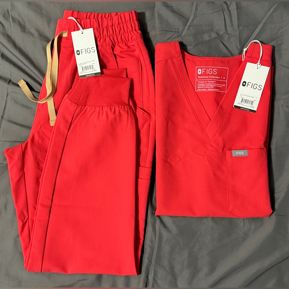 FIGS scrubs set in color Hibiscus